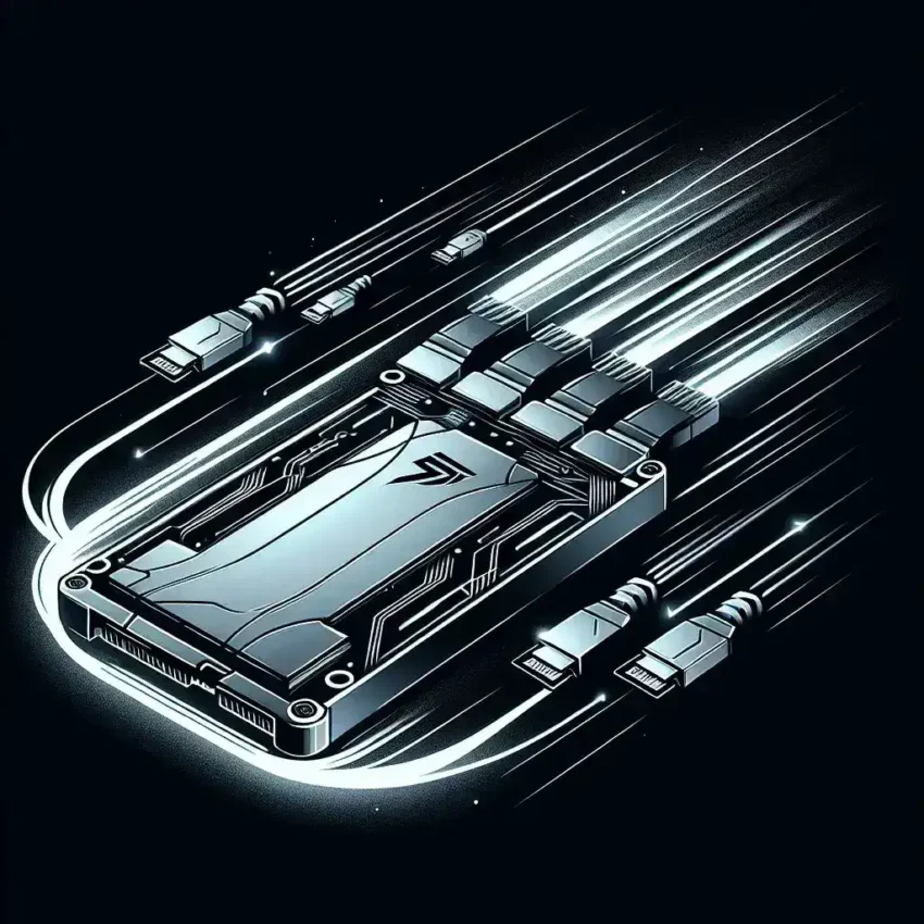 "Samsung engineer testing PCIe 5.0 SSDs showcasing 12 GB/s read speeds in a tech lab environment, highlighting cutting-edge storage technology advancements."